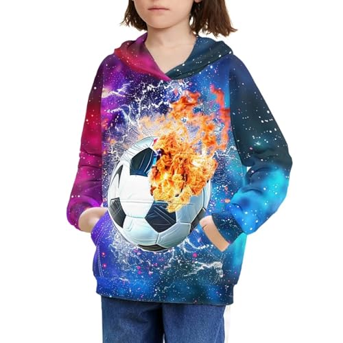 Image of WELLFLYHOM Boys Hooded Sweatshirts Hoodie Pullover Cool Graphic Crewneck Blouses Size 6-16