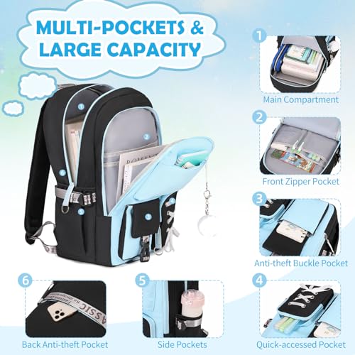 Sac à dos d'école filles cartable grand volume avec boîte à bento