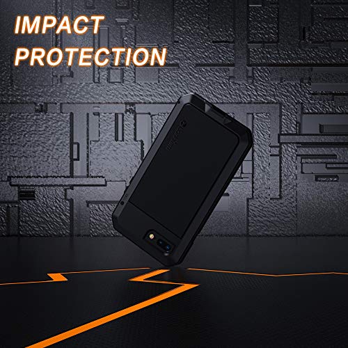 Lanhiem for iPhone 7 Plus / 8 Plus Case, Heavy Duty Shockproof [Tough Armour] Metal Case with Built-in Screen Protector, 360 Full Body Protective Cover, Dust Proof Design -Black by Lanhiem - Image 2