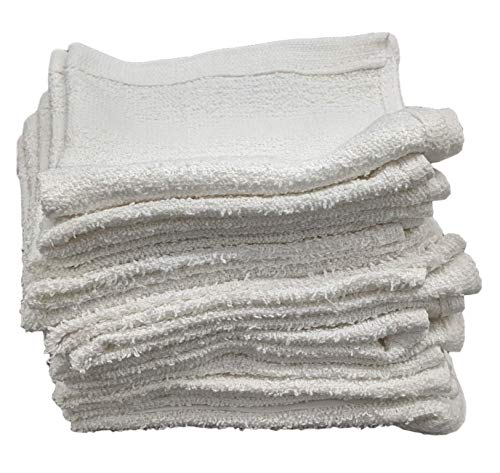 Marquis Mills 12 Inch x 12 Inch White Cotton Value Washcloths - Reusable Lt Weight Thin Cloth Rags - Bath/Exfoliating/Kitchen/Garage - Set of 24