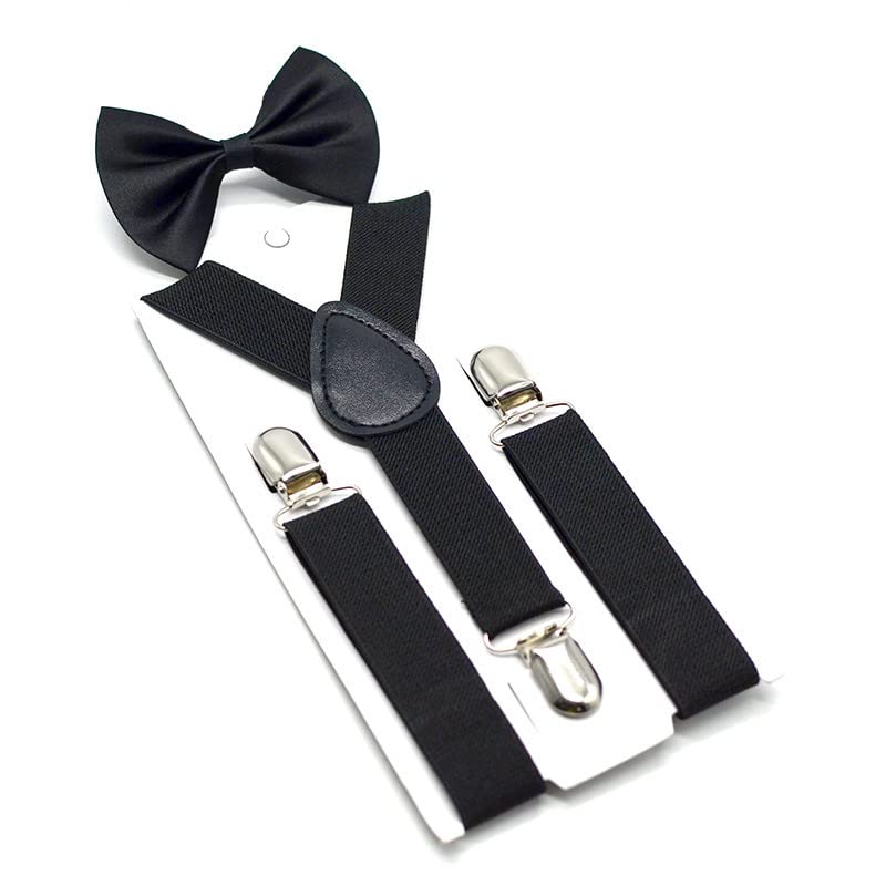 RR DESIGN Suspender and Bow Tie Set with Matched Hat for kids (Age 6-10) (BLACK) - Image 5 thumbnail