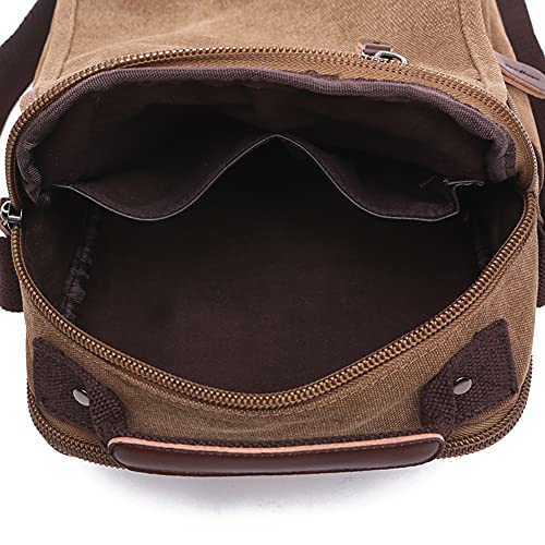 Sechunk Small Canvas Messenger Bag For Men Women Ipad Outdoor Leisure (Yellow) #TOP3