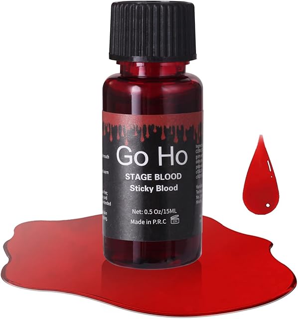 Mysense Stage Fake Blood Washable(0.5 oz),Realistic Effect Sticky Edible Fake Blood Makeup for Eyes Drips Teeth Mouth Nose Bleeds,For Halloween Cosplay SFX Zombie Vampire Special Effects Makeup,Bright