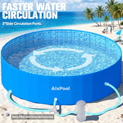 AixPool 2026 Large Foldable Pool,Non-Inflatable Pool for Adult,Foldable Swimming Pool,Plastic Kiddie Portable Pool,Collapsible Kid Pool for Backyard,Oversized Easy Setup Family Pool for Adult,7.5FT