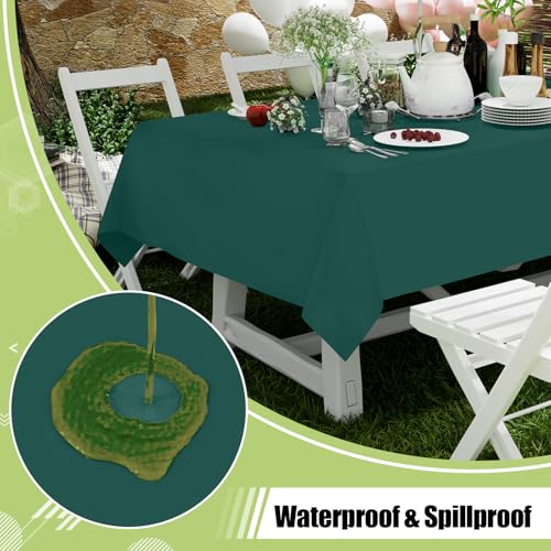 Image of Smiry Disposable Table Cloth 3 Pack, 54 x 108 Inch Waterproof Plastic Tablecloth, Decorative Rectangle Table Covers for Party, Birthday, Picnic, Christmas Green