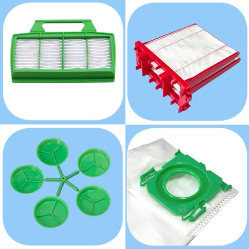 Image of Replacement for SEBO Airbelt K Series Model, 1 Pack Exhaust Filter and 6608ER Micro Hygiene Filter, 10 Pack 6629ER Filter Bags, 1 Pack Pre-motor Microfilter