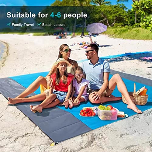 Huixinue Coperta da Spiaggia Coperta Picnic 200x210 cm Telo pic nic impermeabile Ultraleggera Coperta da Picnic per la spiaggia,il campeggio,l'escursionismo-Portatile senza sabbia. (Blu)