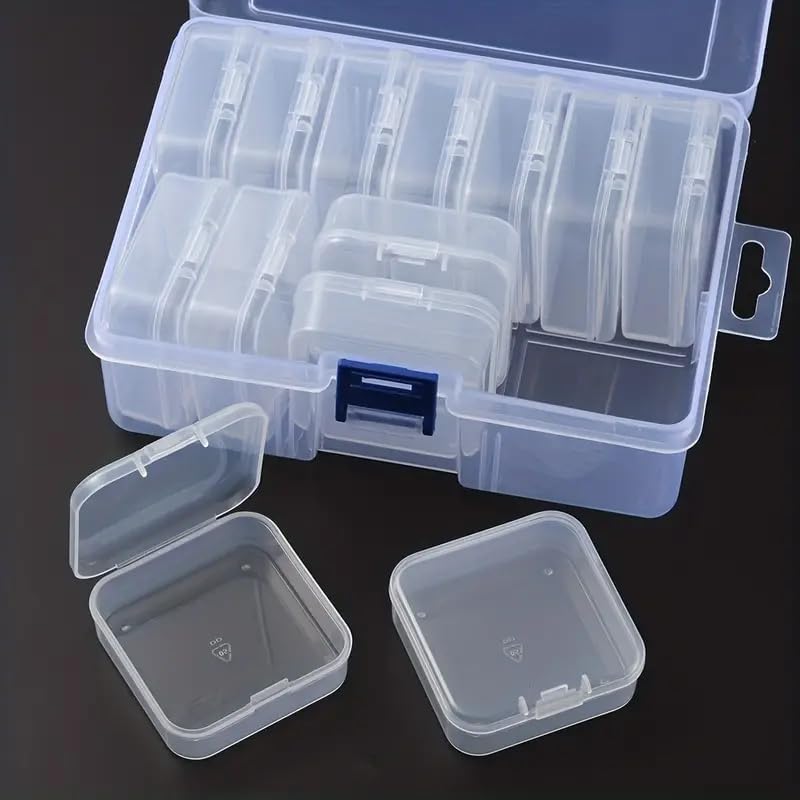 HDR MALL 13pcs Bead Organizers in A Clear Box, Clear Plastic Diamond Painting Storage Container with Mini Clear Boxes for Craft Organziers and Storage Art Embroidery 1
