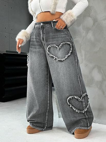 Jean taille haute grande taille anti-compression à jambes amples - 6