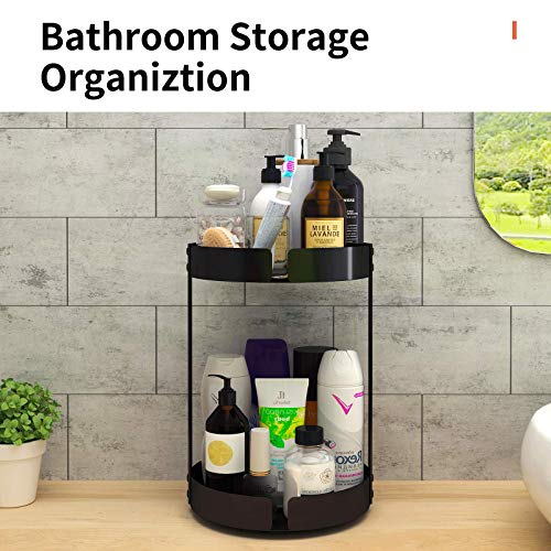 Casun Lazy Susans Organizer 2 Tier Metal Steel, Turntable Organizer, Rotating Spice Racks For Pantry Cabinet Cupboard Table, Black(2-Tier) #TOP22