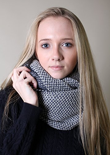 Viverano Pure Organic Cotton Knit Infinity Scarf, Thick, Soft, Eco-Friendly (Grey/Blue) #TOP4