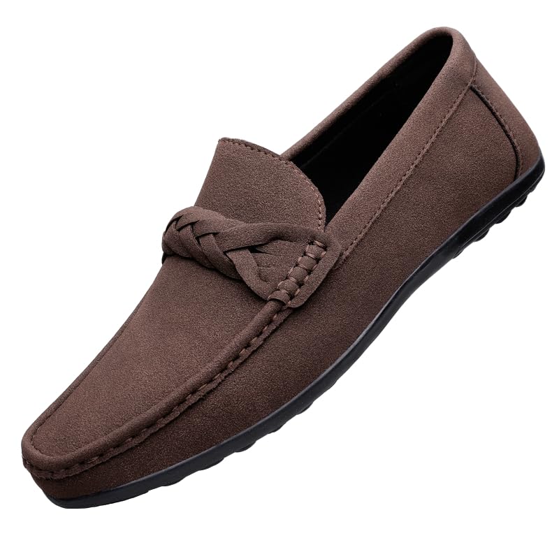 Men's Classic Suede Leather Slip On Casual Penny Loafers Flats Moccasin Driving Boat Shoes Comfort Handmade Smoking Slipper