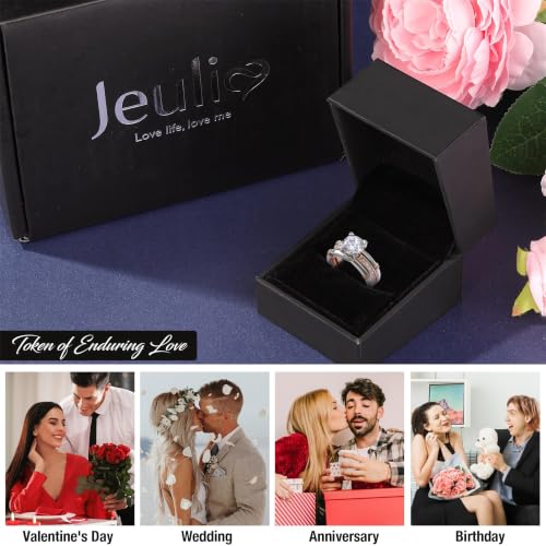 Image of Jeulia Diamond Band Rings for Women cz Sterling Silver Interchangeable Ring Sets Wedding Engagement Anniversary Promise Ring Bridal Sets