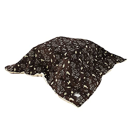 【かわいいネコ柄、とろけるタッチ！】あったか こたつ布団カバー 「ミャオリラ meowrelax」 ブラウン 正方形 約195×195cm こたつカバー フランネル 洗える 秋 冬 猫柄 デザイン おしゃれ かわいい ファスナー付き こたつ布団カバー 汚れ防止 シープ カバー 猫 ネコ ねこ 動物