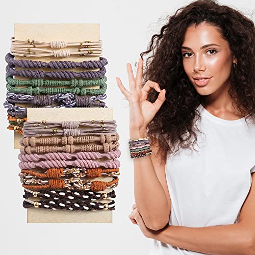 Yohou 20Pcs Boho Hair Ties For Women 10 Colors 5 Styles Cute Hair Tie Bracelet For Thick Hair Bracelet Hair Tie For Women Cute Hair Tie Suitable For Outdoor Gymnasium Travel Office #TOP10