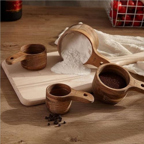 Cucharas medidoras de madera para café y repostería pack de 4 piezas apilables 8