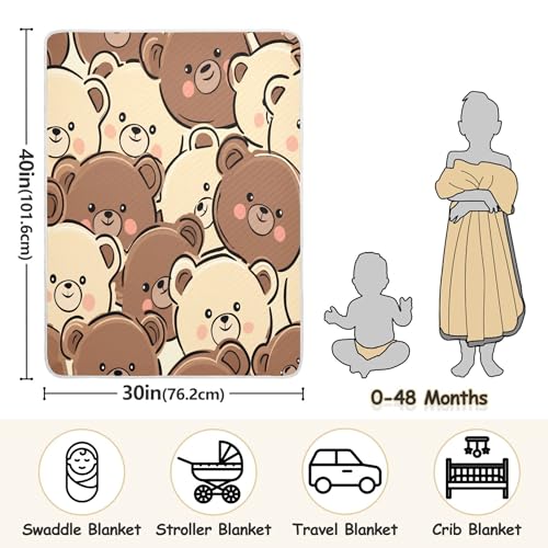 Burbuja Cartoon Bears Baby Blanket for Boys Girls, Nursery Soft Warm Swaddling Receiving Baby Blankets, 30x40 in Toddler Blanket3