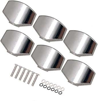 6 Pack Guitar Tuning Pegs Knob Replacement Polished Chrome Guitar Machine Heads Knobs Grip Buttons for Guitar String Tuning Pegs Guitar Locking Tuner Electric or Acoustic Guitar Tuning Keys