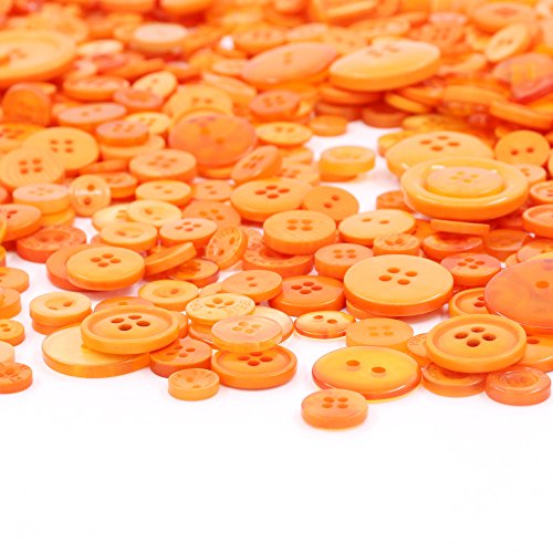 Swpeet 650 Pieces Assorted Sizes Resin Buttons 2 And 4 Holes Round Craft Buttons For Sewing Diy Crafts Children's Manual Button Painting(Orange) #TOP1