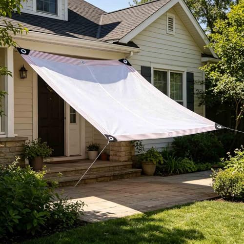 Voile d'ombrage imperméable blanc protège de la pluie et des UV 2x7m - 3