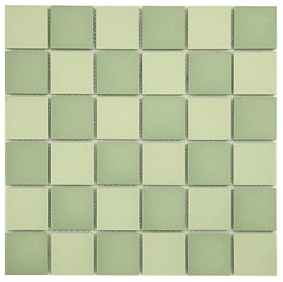 Square Mosaic Tile 2"x2" Unglazed Porcelain Tile for Kitchen Backsplashes Tile for Bathroom Floor Shower Wall Pool Tile(Aqua Blend)