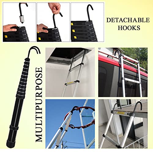 Black Telescoping Ladder 12.5Ft Extension Ladder Telescopic Ladder Loft Attic Collapsible Ladder With 2 Detachable Hooks Adjustable Height Safety Lock For Roof Rv Indoor Outdoor En131 Safe Standard … #TOP3