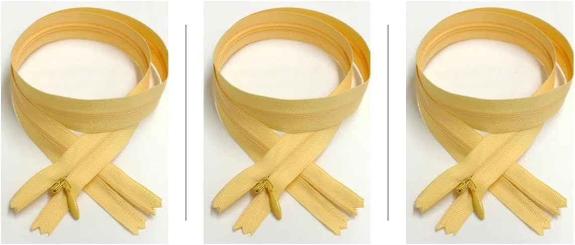 Invisible (Conceal) YKK Zippers - Perfect for Clothes, Crafts & Sewing Projects - Silk Yellow #842 - Choose Your Length - Made in The United States (3 Zippers Per Pack) (9" Inches)