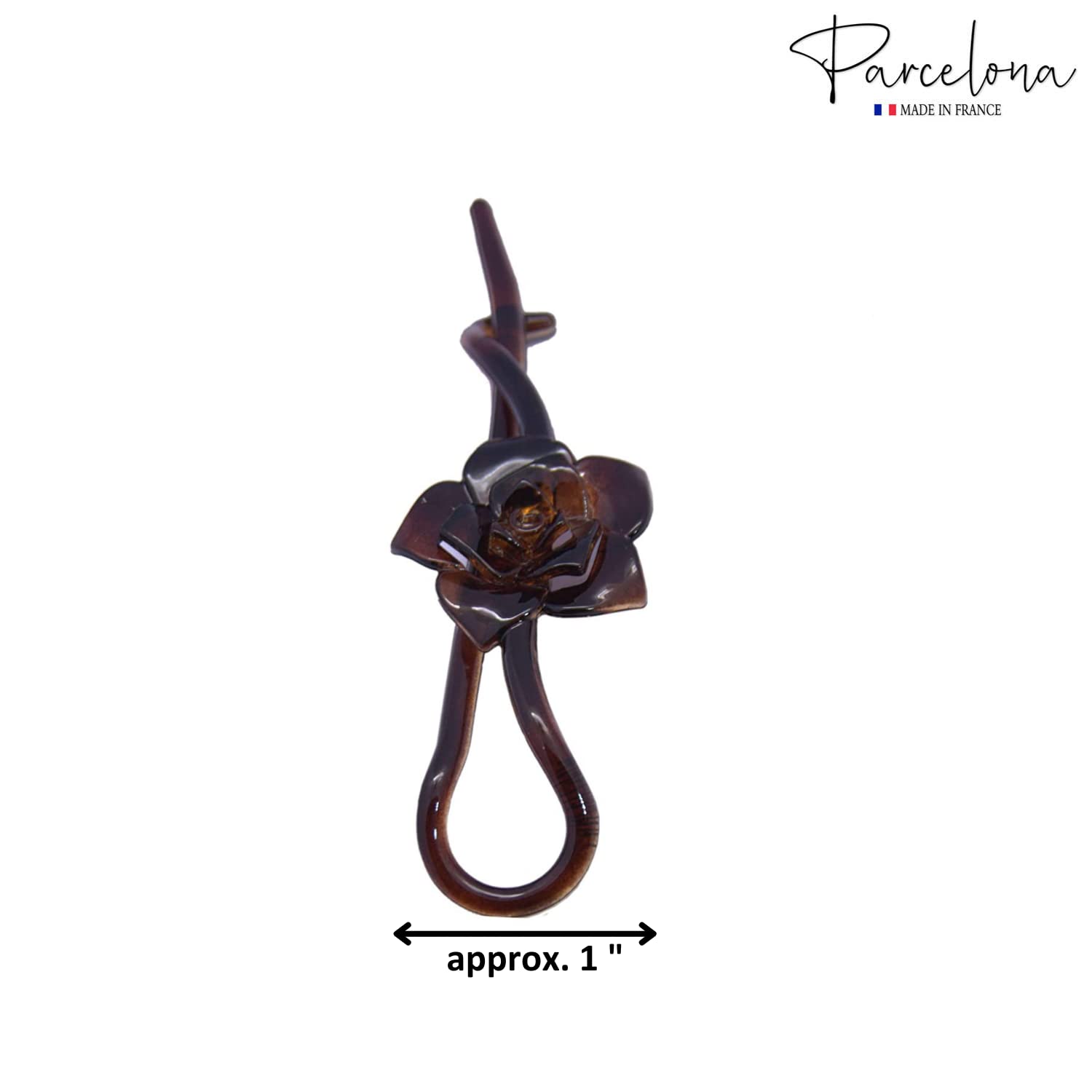 Parcelona French Rose Flower Twist N Clip Set of 2 Cellulose Acetate Shell Hair Clip Barrette 10.5 cm - Image 4