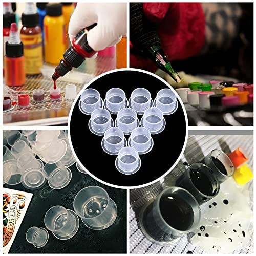 Cinra Tattoo Ink Caps, 500Pcs Tattoo Ink Cups #17 Disposable Plastic Pigment Tattoo Ink Caps Cups With Base Tattoo Permanent Makeup Container Cap Large Pigment Caps For Tattoo Ink, Tattoo Supplies #TOP4
