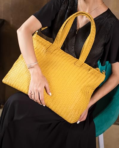Image of Jild Hobo Style Woven Bag for Women - Soft Handmade Genuine Leather Work Tote Bag - Cross Body Womens Purse