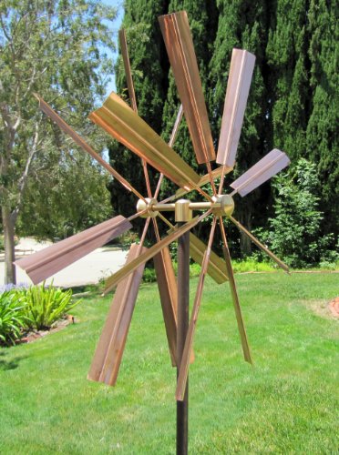 Stanwood Wind Sculpture: Kinetic Copper Dual Spinner - Double Windmill Spinner #TOP1