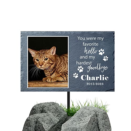 You were My Favourite Hello,Personalised Ocicat Cat Memorial Plaque Stake,