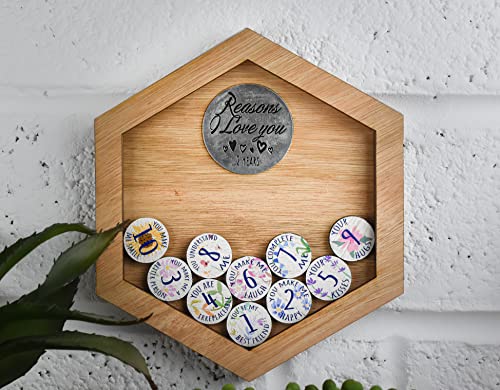 2nd Anniversary 10 Reasons I Love You Frame and Full Colour Love Tokens, brown - Image 2
