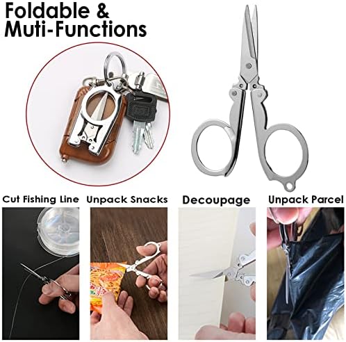 Small Scissors, 1 PCS Stainless Steel Scissors Portable Foldable Travel Scissors Metal Scissors for Craft, Sewing Scissors