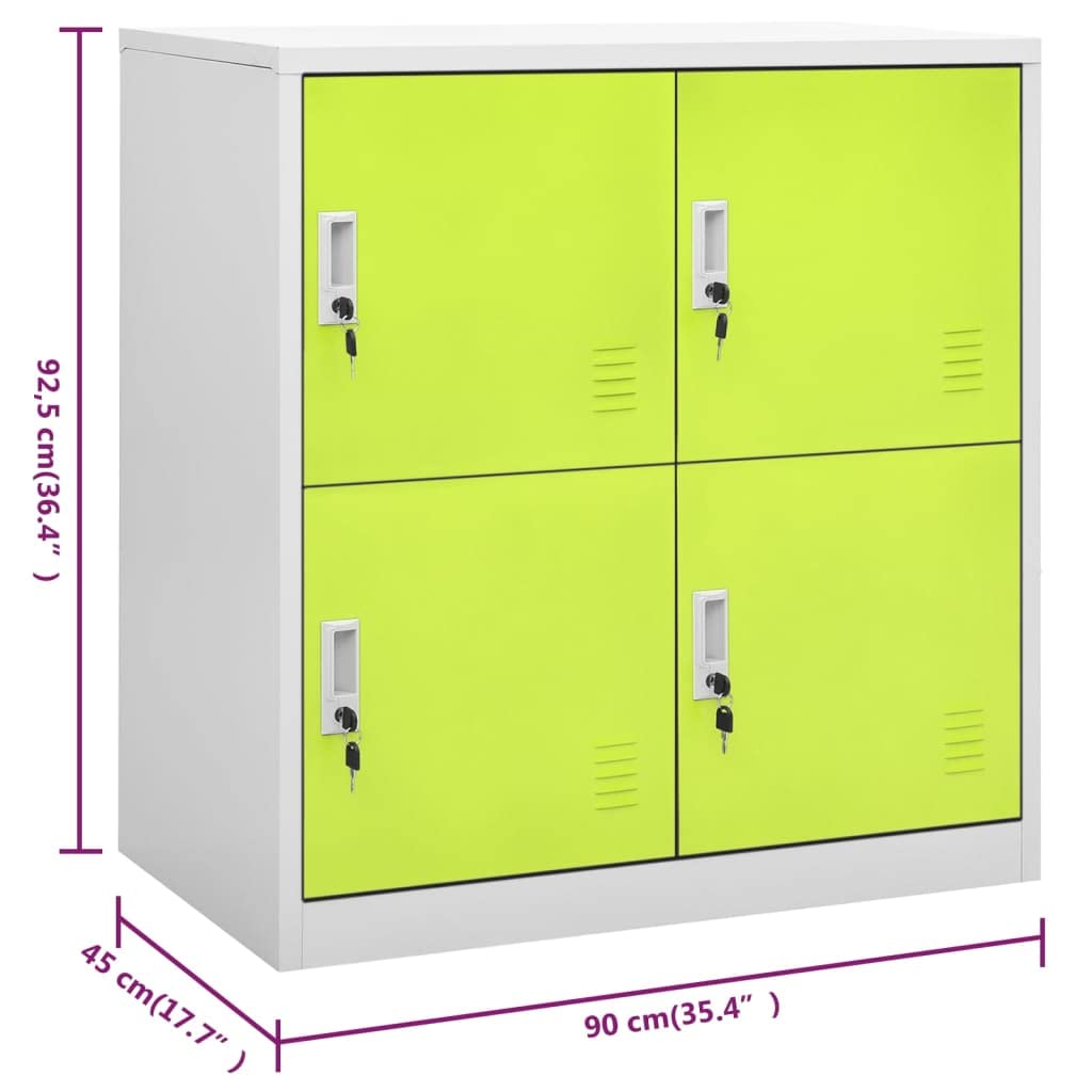 Schließfachschrank Hellgrau und Grün 90x45x92,5 cm Stahl Büro-Stauschrank Wohnzimmerschrank Möbel für das Wohnzimmer Geeignet für Wohnzimmer, Schlafzimmer, Büro