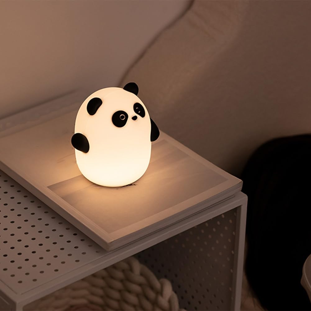 Luce Notturna Panda In Silicone Morbido - 7 Colori, Timer 30 Minuti, Ricaricabile USB-C, Regalo Bambini