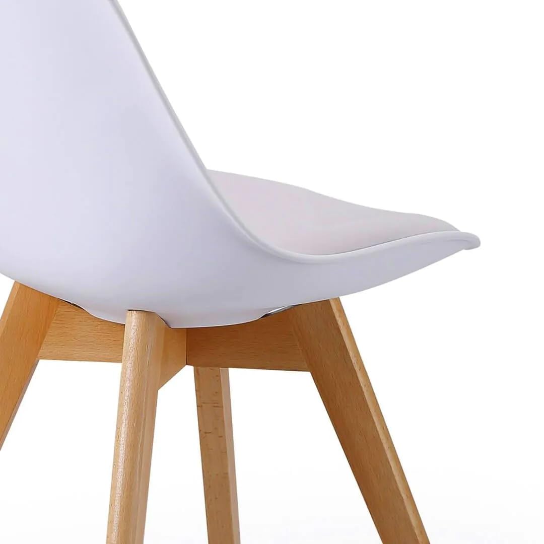 SHIITO - 2 Sillas de Comedor de Estilo Nórdico - 47 x 42 x 84 cm - Modelo Karlson - Pack de Diseño Sencillo y Elegante - con Patas de Haya - Color Blanco