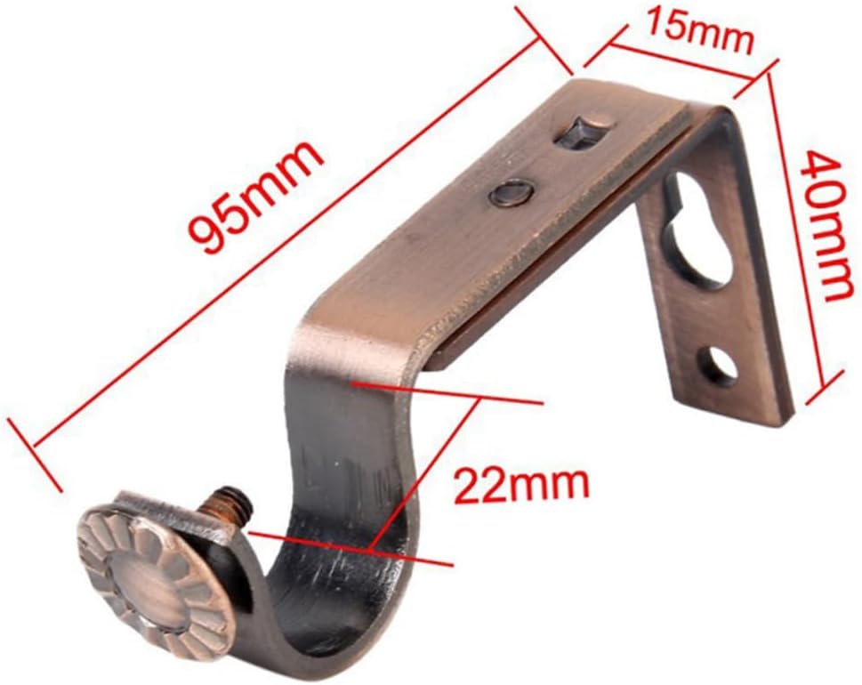 4pcs Adjustable Drapery Rod Bracket Wall-Mounted Curtain Pole Support for Rods Red Bronze with Screws Easy Installation Curtain Holder