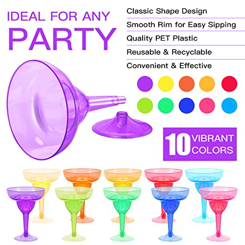 Gerrii 200 Pieces 12Oz Plastic Margarita Glasses Cups Plastic Cocktail Glasses Disposable Party Cups Cinco De Mayo Large Plastic Wine Glasses For Outdoor Party Wedding Picnics Supplies (Colorful) #TOP4