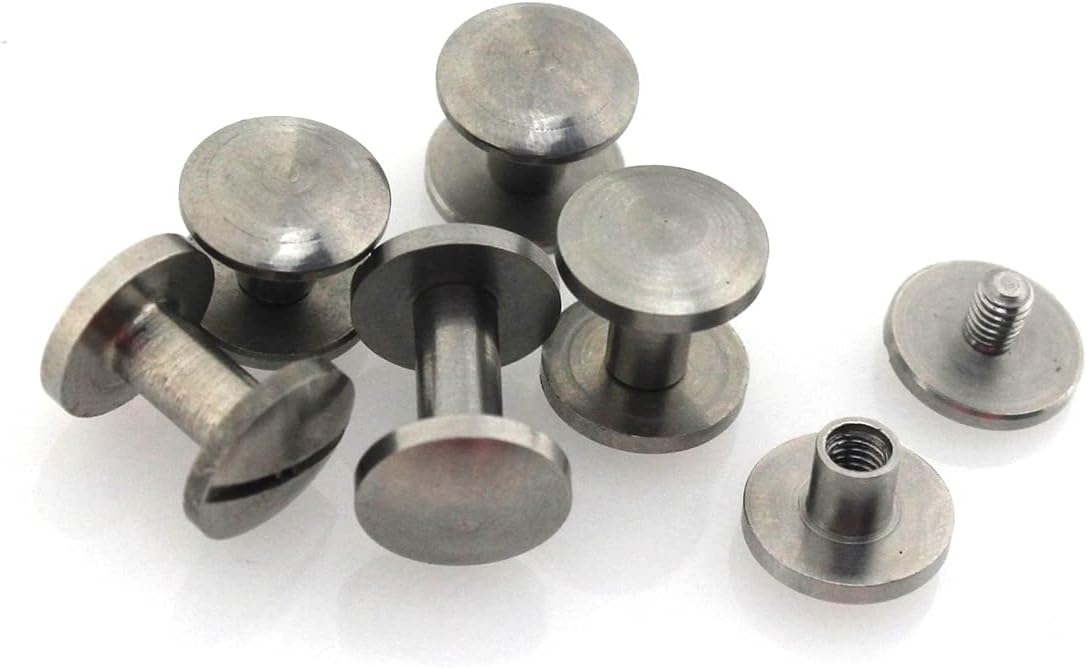 Pop Rivets Aluminum Blind Assortment20Pcs Stainless Steel Binding Screws Nail Stud for Photo Album Leather Craft Studs Belt Wallet Fasteners 10Mm Cap(B 10mm*4mm(l))