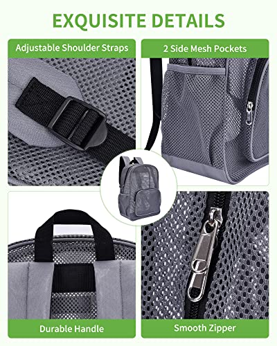 Image of MAY TREE Mesh Backpack, Heavy Duty Mesh Beach Bag for Women Men, Grey