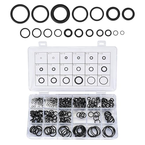 Lxsloet 300PCS O Ring Assortment Kit Set 18 Sizes Nitrile Rubber Ring Seal Black High Temperature Resistant O Rings Gasket Universal Washer Rings Repair Tool for A/C Professional Plumbing