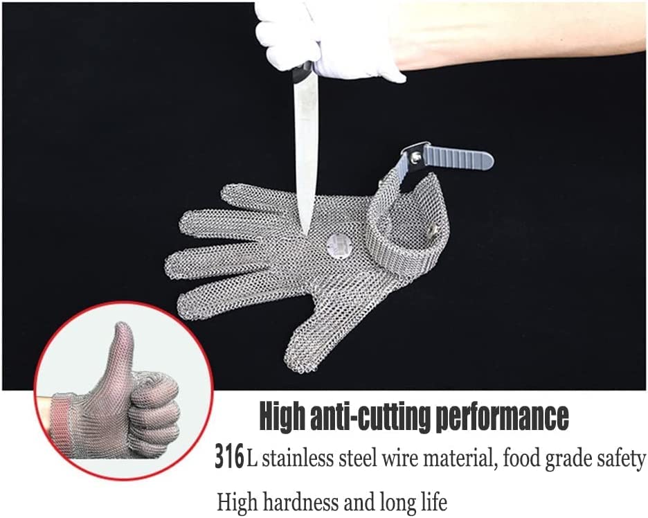 Guantes anticortes con bisagras de metal para máxima protección al cortar carne 6