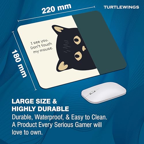 Image of TURTLEWINGS | Mousepad | Inspirational Quote Funny Cute Cat Mousepad - 22x18 cm, 3mm | Design Non-Slip Rubber Base | Office, Study & Gaming Use | Premium Smooth Surface Desk Accessory & Gift