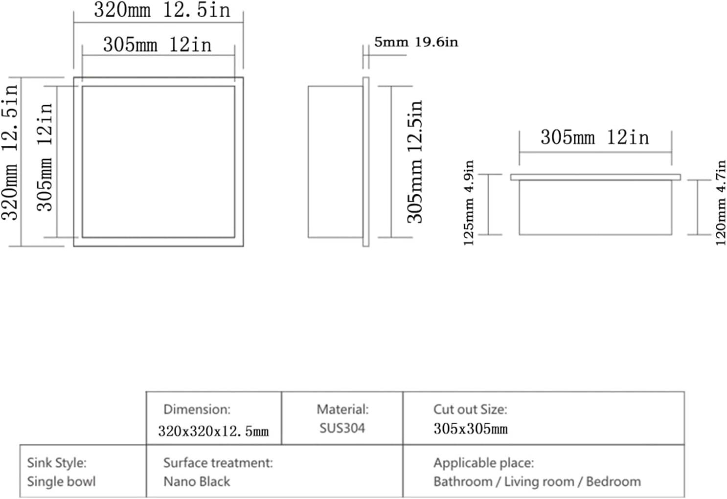 304 ステンレススチール シャワーニッチ 埋め込み式ウェットルームシェルフ 防水収納 バスルーム リビングルーム 寝室 キッチン
