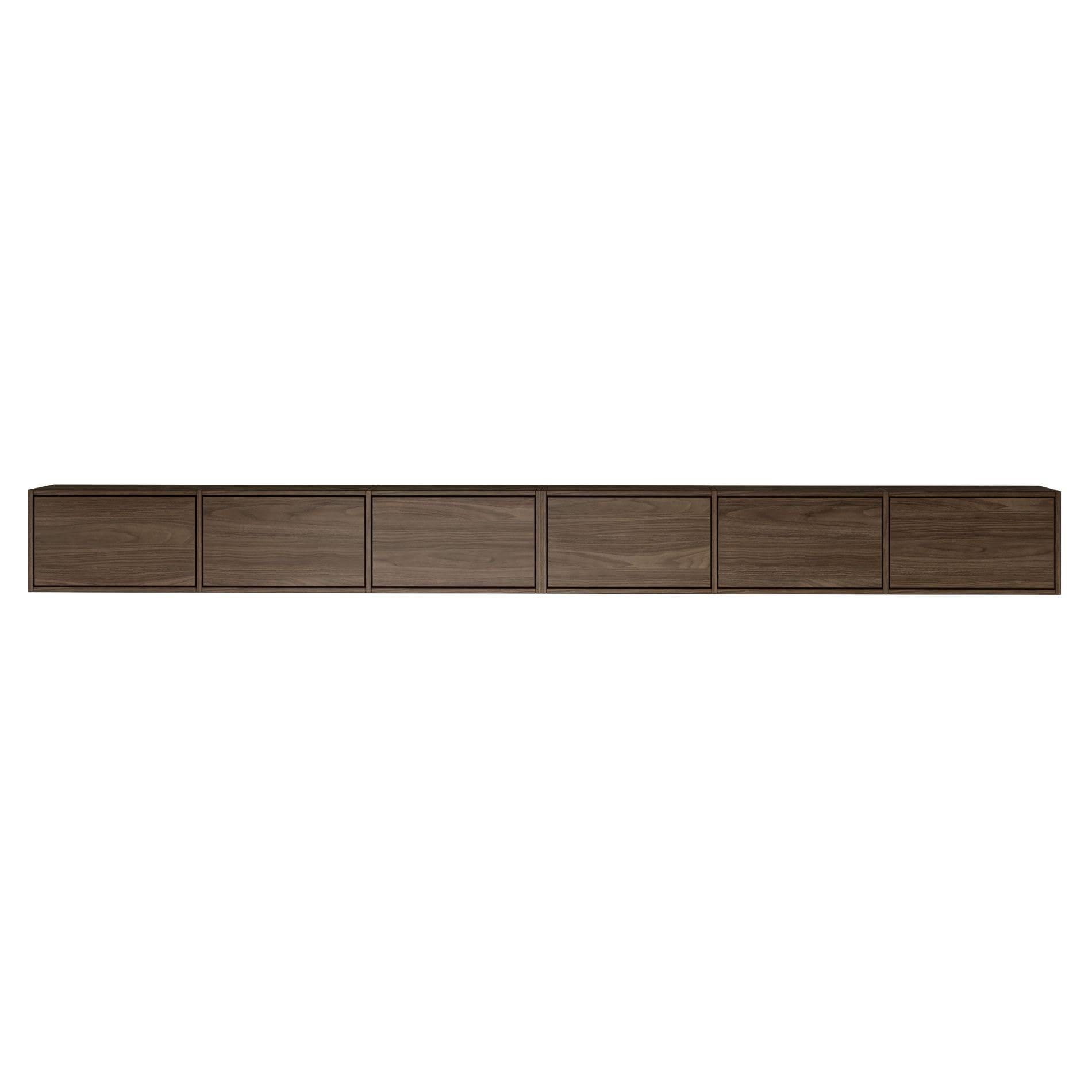 Selsey TV Lowboard Hängend Walnuss Wisconsin 300 cm Minimalistisches Design mit Push-to-Open 16 mm Laminierte Spanplatten 6 Klappen Platzsparend Ideal für Wohnzimmer Matte Oberfläche Made in Europa