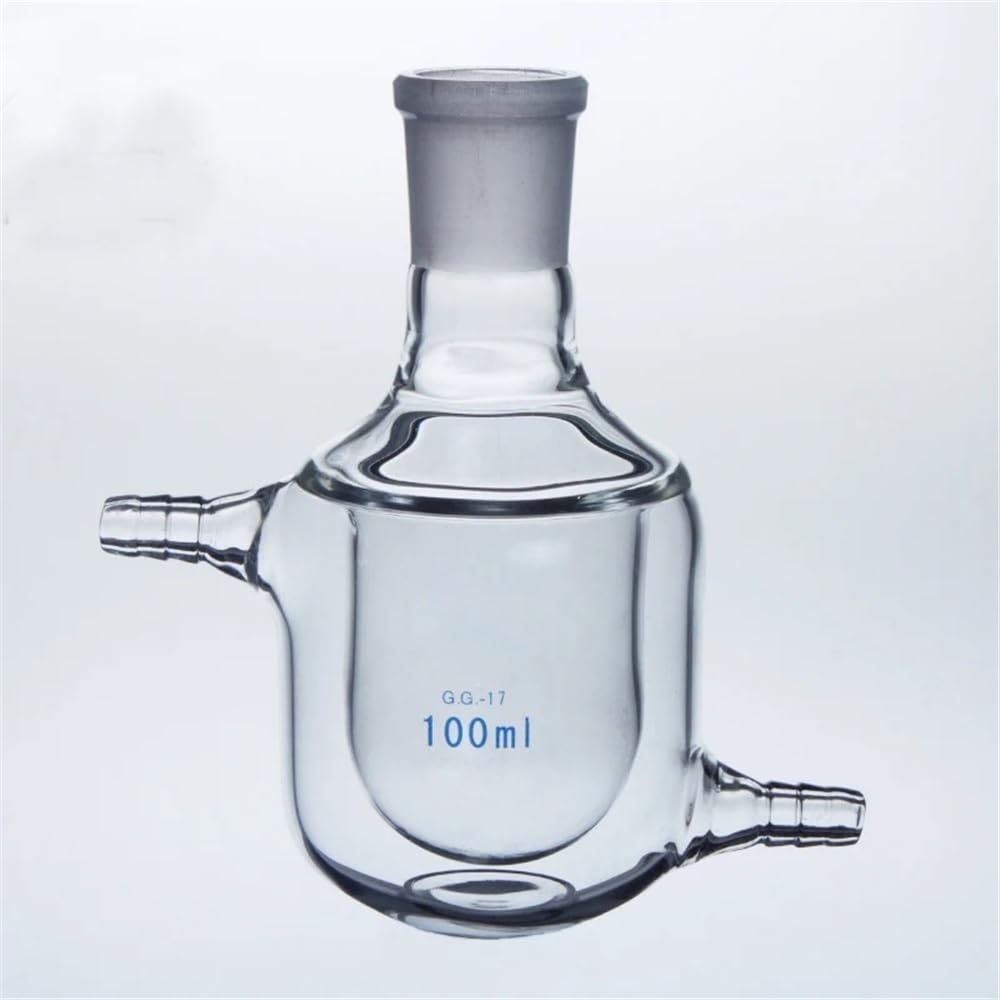 Cristalería de Laboratorio Frasco de reacción con camisa de un solo cuello, matraz de vidrio de pared gruesa, reactores de planta piloto con camisa, laboratorio n.° 24(250ml Caliber 24mm)