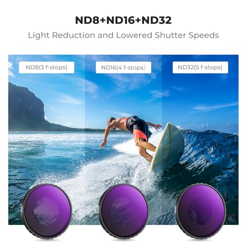 Image of K&F CONCEPT ND PL Filter Kit Compatible with DJI Osmo Action 5 Pro /Action 4 | 4Pack CPL ND8 ND16 ND32 Screw On Polarizing Neutral Density Filter, HD Optical Glass /Multi-Coated /Metal Frame FD131