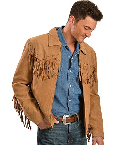 Image of Scully Men's Fringed Suede Leather Short Jacket Bourbon X- US