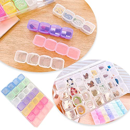Image of 28 Grids Diamond Embroidery Box, Diamond Storage Box Beads Organizer Case,Plastic Multipurpose Colorful Storage Box for Jewellery Beads Earring Tool Container and Storaging Medicine Pills and More
